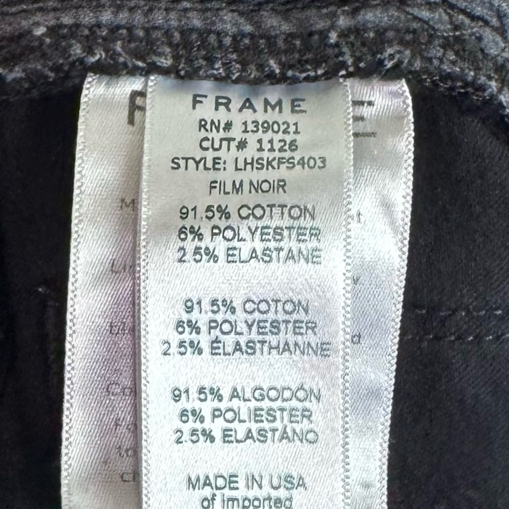 FRAME Denim Le High Skinny Front Split Black 28 Film Noir Wash Front Slit Hem - Picture 11 of 15